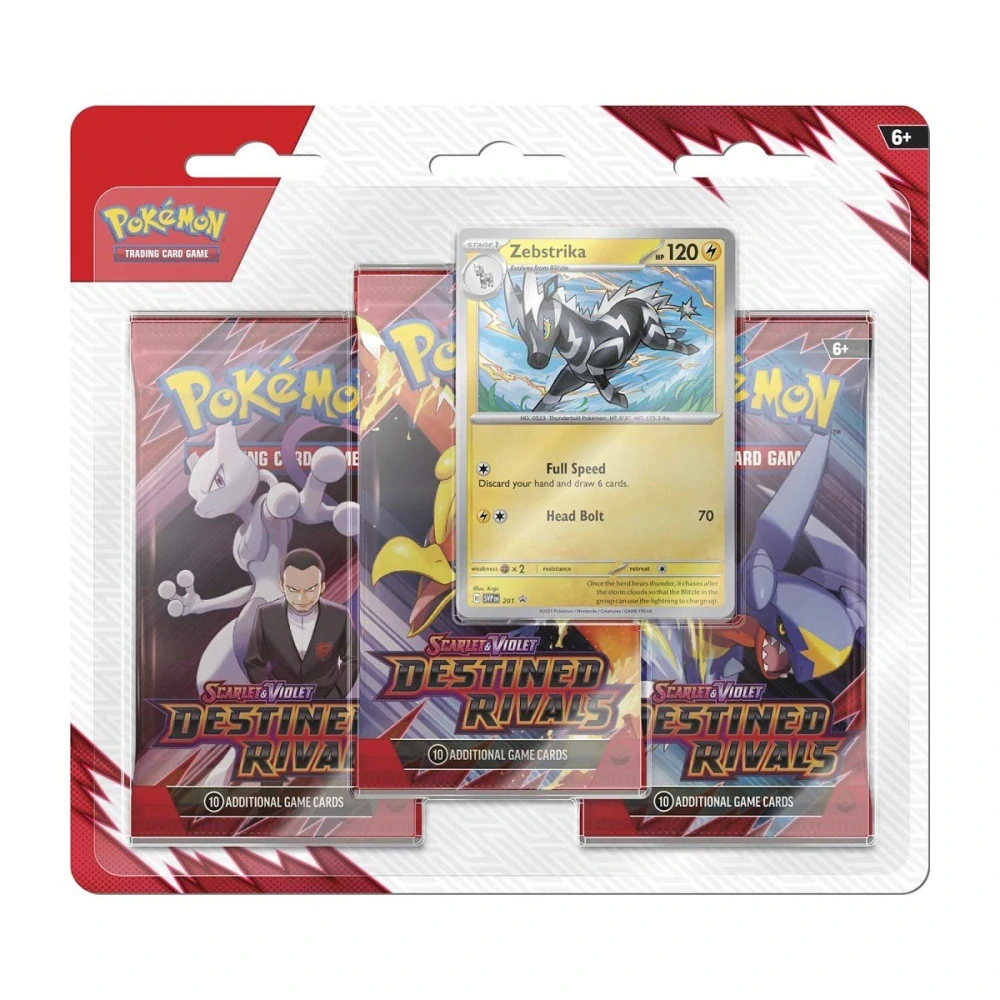 Pokémon TCG Scarlet & Violet-Destined Rivals 3 Booster Packs & Zebstrika Promo Card