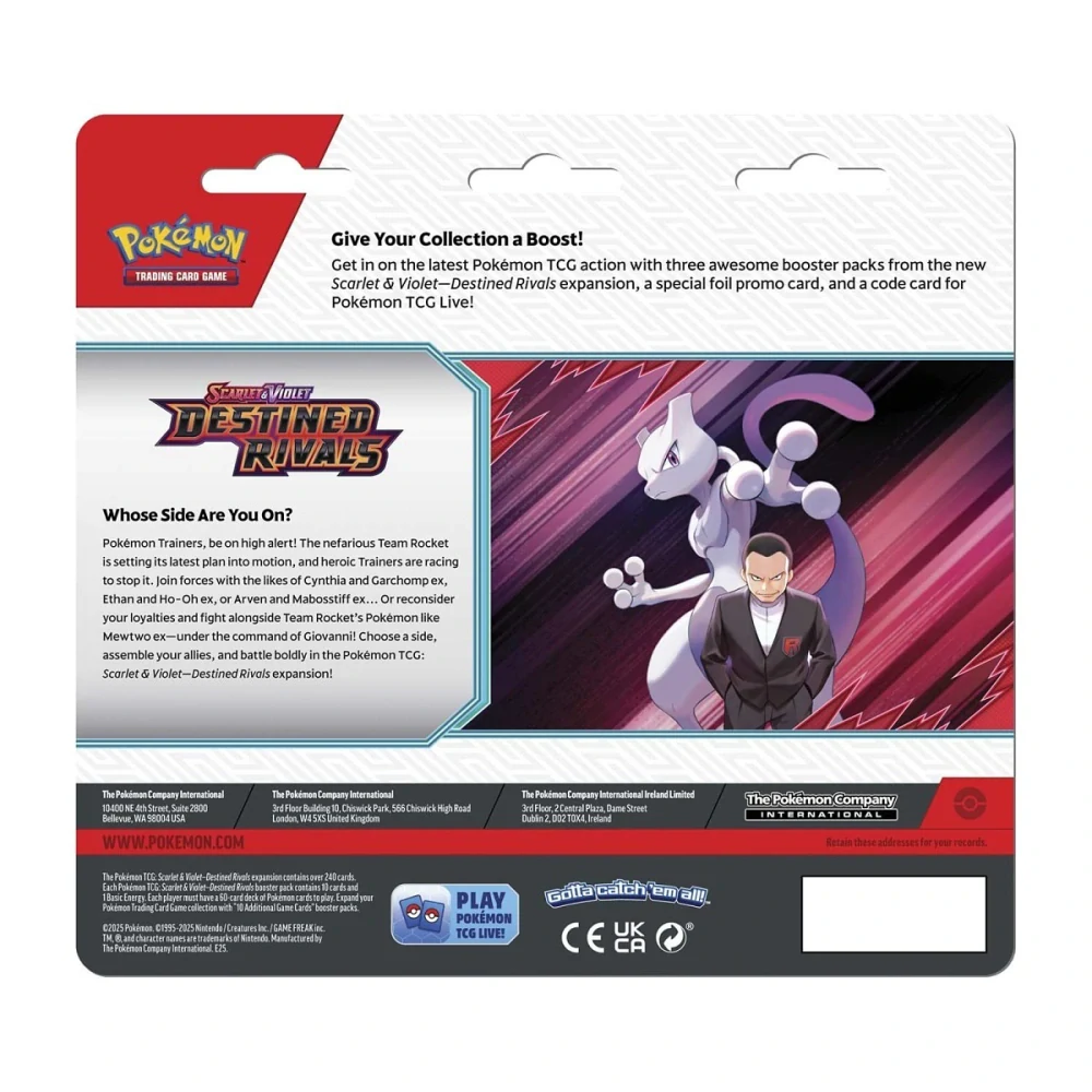 Pokémon TCG Scarlet & Violet-Destined Rivals 3 Booster Packs & Zebstrika Promo Card
